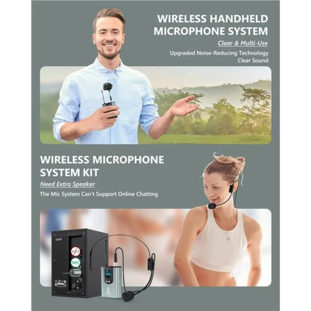 Wireless Microphone System Headset Mic/Stand Mic/Lavalier Lapel Mic